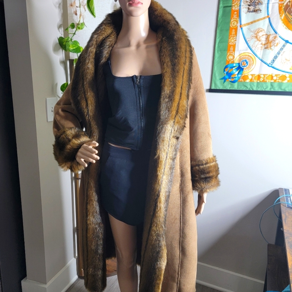 Long Full Faux Fur trench coat